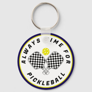 Altijd Tijd voor Pickleball Paddles Zwarte Olijf Sleutelhanger