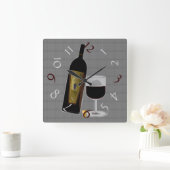 Altijd tijd voor wijn vierkante klok (Huis)