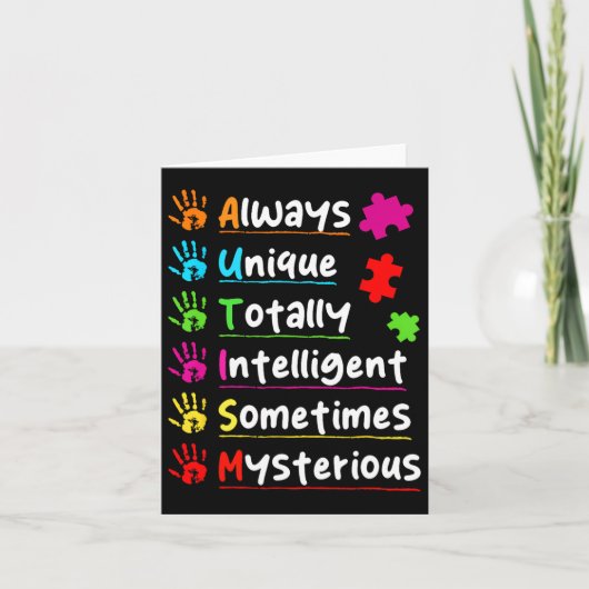 Altijd uniek autisme bewustzijn Helemaal intellige Kaart (Voorkant)