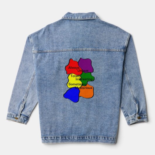 Altijd uniek autismesjasje denim jacket (Achterkant)