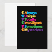 Altijd uniek en intelligent autisme kaart (Voorkant / Achterkant)