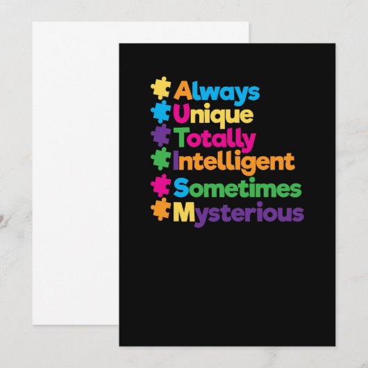 Altijd uniek en intelligent autisme kaart (Voorkant / Achterkant)