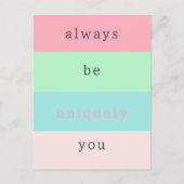 Altijd uniek Inspirerend Quote Kleurrijk Briefkaart (Voorkant)