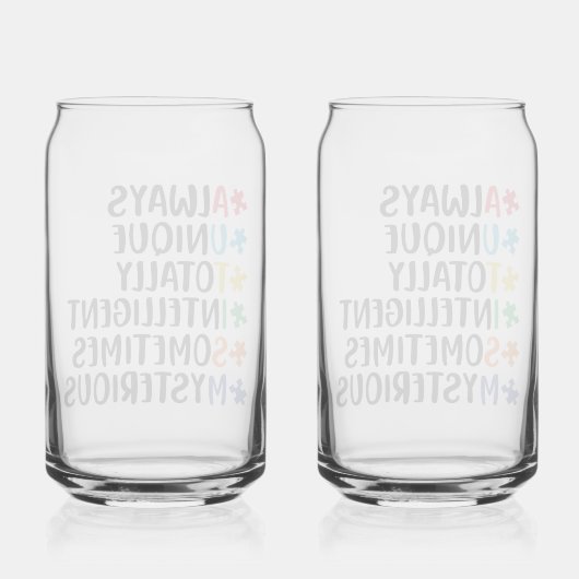 Altijd unieke Neurodiversiteit Acceptatie Kunst Blikvorm Glas (Achterkant)