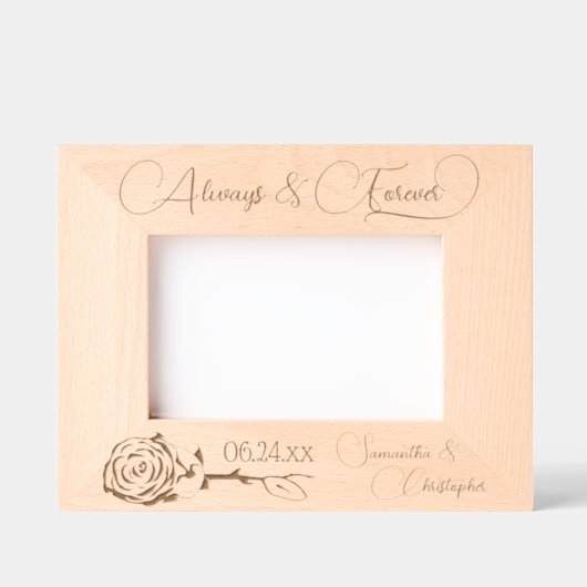 Altijd & voor altijd Elegant Roos Kleine bruiloft Gegraveerde Lijstjes (Voorkant)