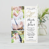 ALTIJD & VOOR ALTIJD Modern 3 Foto Wit Goud Huweli Kaart (Staand voorkant)