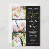 ALTIJD & VOOR ALTIJD Modern 3 Foto Zwart Goud Trou Kaart (Voorkant)