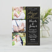 ALTIJD & VOOR ALTIJD Modern 3 Foto Zwart Goud Trou Kaart (Staand voorkant)