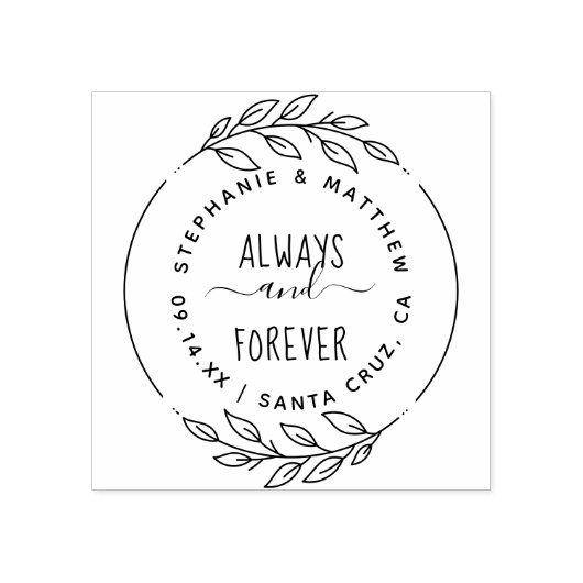 Altijd & voor altijd rustieke met de hand getekend rubberstempel (Afrduk)