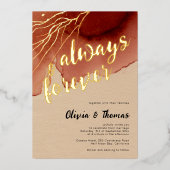 Altijd voor altijd Terracotta Beach herfst bruilof Folie Uitnodiging (Voorkant)