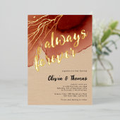 Altijd voor altijd Terracotta Beach herfst bruilof Folie Uitnodiging (Staand Voorkant)