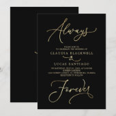 Altijd voor altijd zwart goud bruiloft kaart (Voorkant / Achterkant)