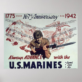 Altijd vooruitgaan met Amerikaanse mariniers Poster