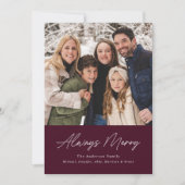 Altijd vrolijk Paarse minimalist 2 foto Feestdagenkaart (Voorkant)