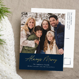 Altijd vrolijke Navy Minimalistische foto Folie Feestdagen Briefkaart