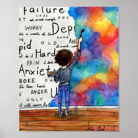 Altijd Waterverf schilderen blijven vechten (205)  Poster (Voorkant)