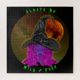 Altijd Wild & Gratis Paarse Halloween Heks Legpuzzel