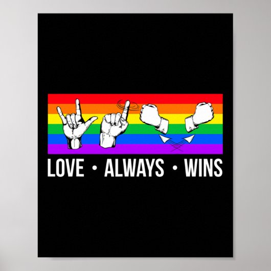 Altijd wint ASL Deaf Awareness Gay Pride LGBT Poster (Voorkant)