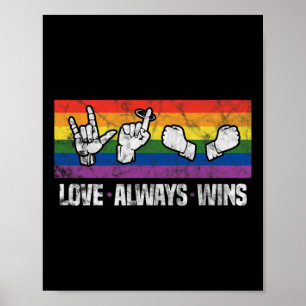 Altijd wint ASL Deaf Awareness LGBT Gay Pride Vint Poster