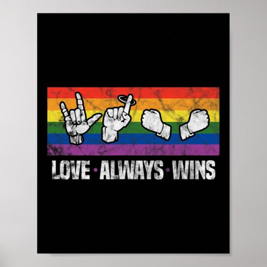 Altijd wint ASL Deaf Awareness LGBT Gay Pride Vint Poster (Voorkant)