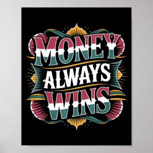 Altijd Wint Geld Cash Mentaliteit Succes Poster