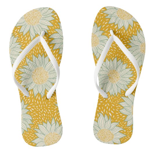 Altijd zonnebloem geel teenslippers (Voetbed)