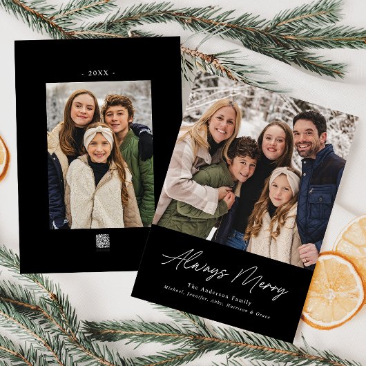 Altijd zwarte minimalistische foto 2 feestdagenkaart