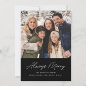 Altijd zwarte minimalistische foto 2 feestdagenkaart (Voorkant)