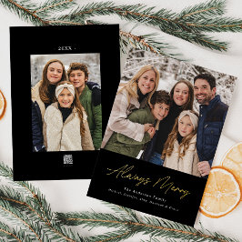 Altijd zwarte minimalistische foto 2 folie feestdagenkaart