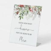 Altijdgroene bruiloft raad hoeveel kussen reclamebord met voetstuk (Voorkant)