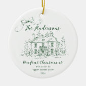 Altijdgroene Eerste Thuis Kerst Keramisch Ornament (Voorkant)
