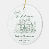 Altijdgroene Eerste Thuis Kerst Keramisch Ornament (Links)