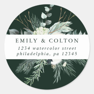 Altijdgroene & Katoenbloemen Elegant Retouradres  Ronde Sticker