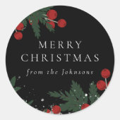 Altijdgroene Kerststicker Ronde Sticker (Voorkant)