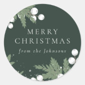 Altijdgroene Kerststicker Ronde Sticker (Voorkant)