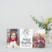 Altijdgroene Kerstvakantie 2-foto Feestdagenkaart (Staand voorkant)