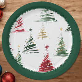 Altijdgroene Minimalistische Moderne Kerstboom Papieren Bordje