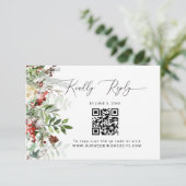 Altijdgroene QR-code Huwelijksreactie RSVP Kaartje (Staand voorkant)