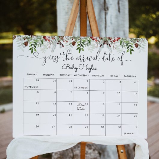 Altijdgroene 'Raad de uitgerekende datum'-kalender Poster