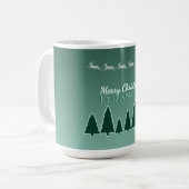 Altijdgroene slee kerstnaam gloed koffiemok (Voorkant links)