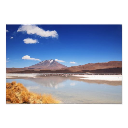 Altiplano-landschap met vulkaan in Bolivia Foto Afdruk (Voorkant)