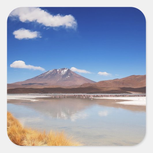 Altiplano-landschap met vulkaan in Bolivia Vierkante Sticker (Voorkant)