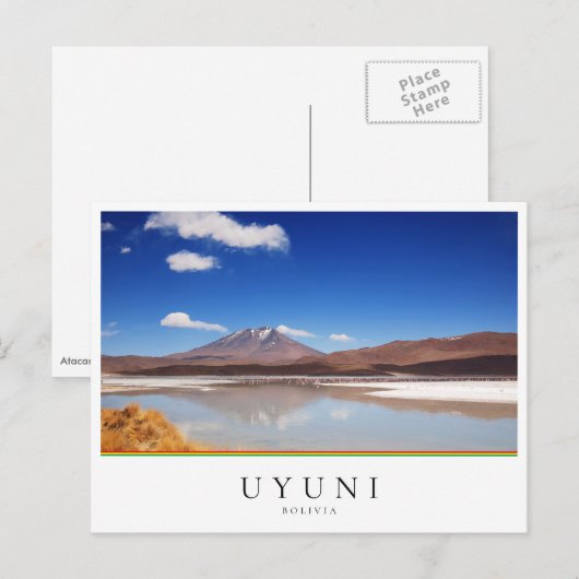 Altiplano-landschap met vulkaan in Uyuni, Bolivia Briefkaart (Voorkant / Achterkant)