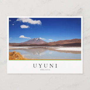 Altiplano-landschap met vulkaan in Uyuni, Bolivia Briefkaart