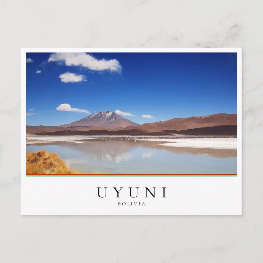 Altiplano-landschap met vulkaan in Uyuni, Bolivia Briefkaart (Voorkant)