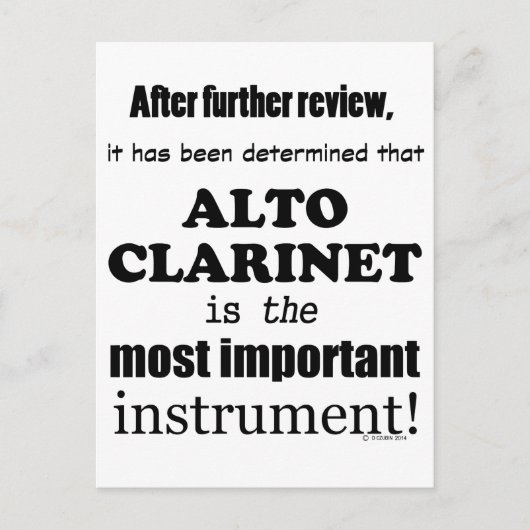 Alto Clarinet Belangrijkste instrument Briefkaart (Voorkant)