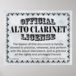 Alto Clarinet-licentie Poster