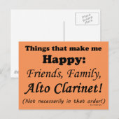 Alto Clarinet maakt me gelukkig Briefkaart (Voorkant / Achterkant)
