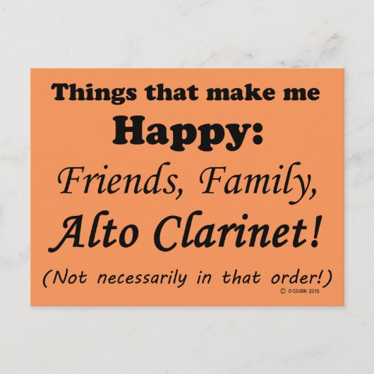 Alto Clarinet maakt me gelukkig Briefkaart (Voorkant)