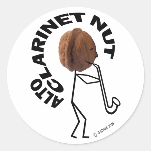 Alto Clarinet Nut Ronde Sticker (Voorkant)